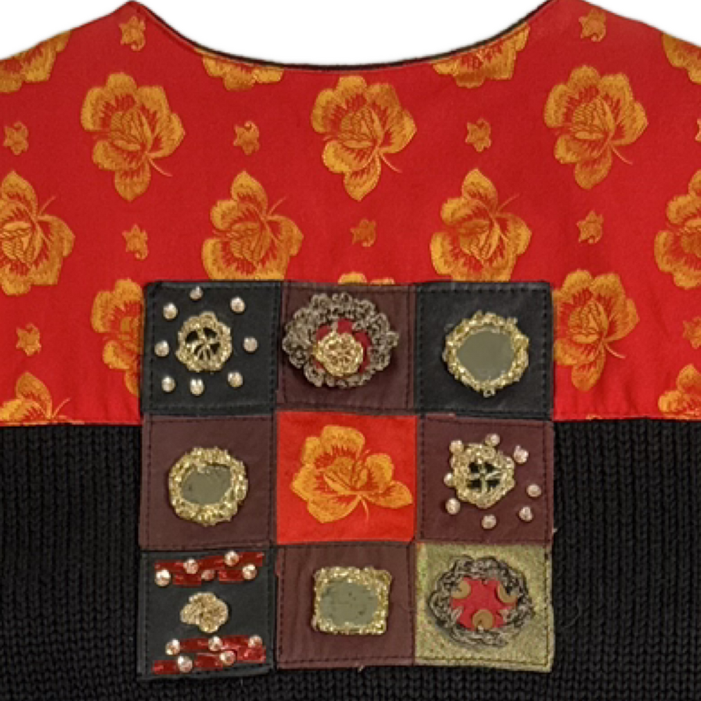 Vintage SANDY STARKMAN Jacket Leather Patchwork Embellished Artwear Black Size S - Picture 10 of 14